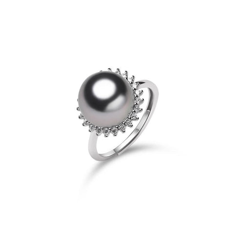 Tahitian Pearl Zirconia Sunflower Ring